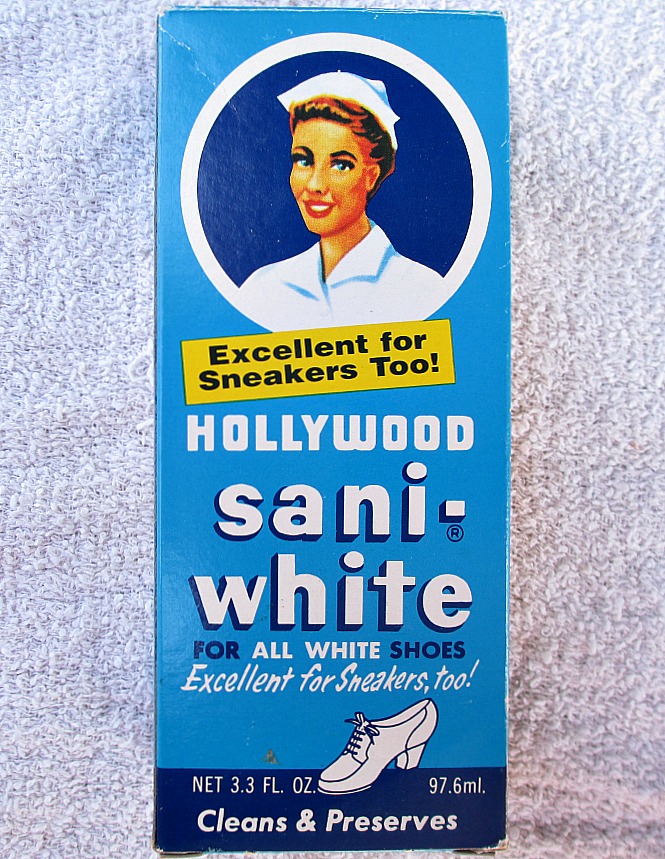 VINTAGE 70s HOLLYWOOD SANI-WHITE SHOE POLISH BOX ADS GREAT